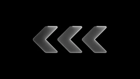 Glowing white color neon light arrows sign. 3D rendering left arrow on blac.. Stock Footage 303553517