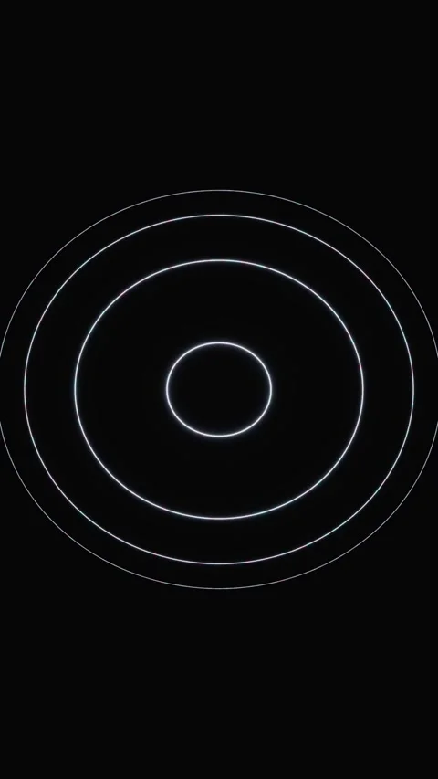 Glowing white concentric circles pulsing on a black background Stock Footage 346663283