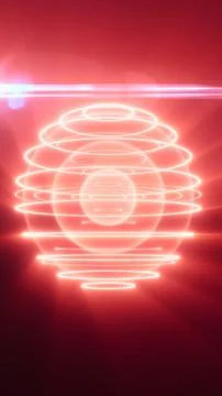 Glowing white concentric rings surround a translucent energy sphere against.. 库存插图