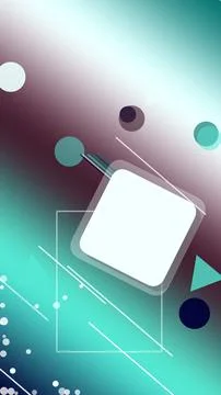 A glowing white cube hovers within layered geometric HUD shapes, radiating .. Stock-Illustration