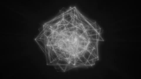 Glowing white digital sphere with bright network connections and wireframe ge 스톡 일러스트