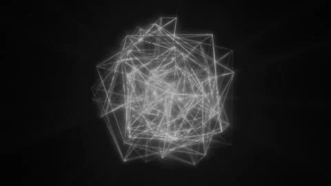 Glowing white digital sphere with bright network connections and wireframe ge Stock Photos