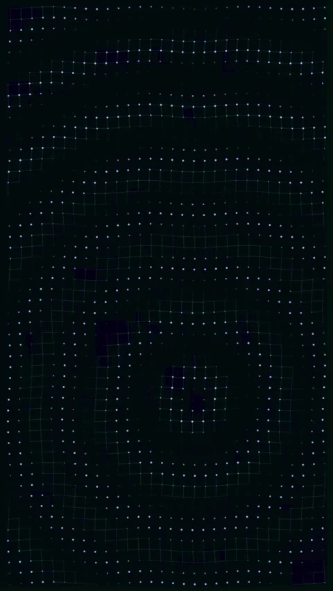 Glowing white dots forming concentric ripple waves on dark black surface. Stock Footage 344710710