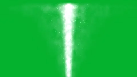 Glowing white energy beam falling vertically on green background. 4K 스톡 동영상 345111355
