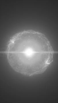 Glowing white energy sphere made of fine particles and lines on dark gray b.. Stock Illustration