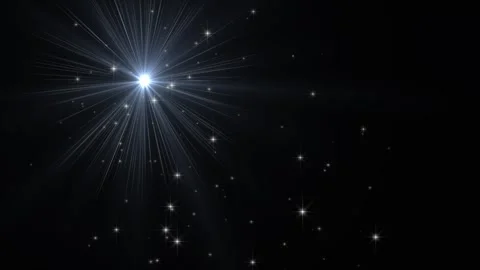 Glowing White Glitter Particles with Spinning Spotlight Stars 4K Loop Background Vidéo 337128284
