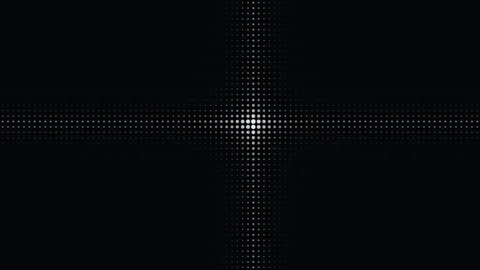 Glowing white halftone dot grid crossing horizontally on black Stock Footage 335875530