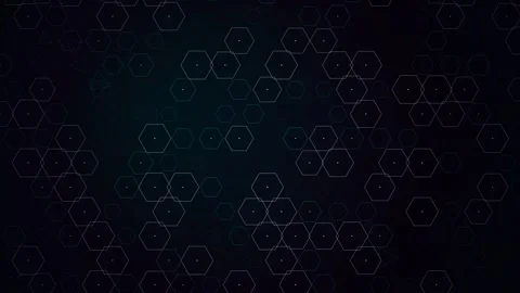 Glowing white hexagonal grid pattern on a dark textured background with soft amb Stock Footage 348012392