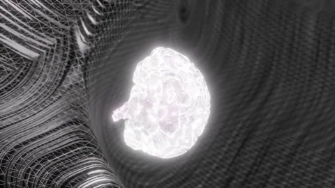 Glowing white human brain above abstract digital mesh background. Artificial Stock Footage 311006518
