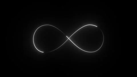 Glowing white infinity symbol seamless loop on black background, endless loop Stock Footage 335275065