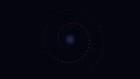 Glowing white light points arranged in a spiral pattern on a dark background Video stock 335117474