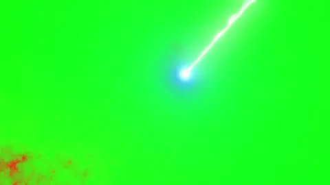 Glowing white light streaks across green screen with red particles Stock Footage 338216868