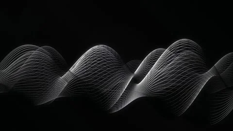 Glowing white mesh waves undulate in a seamless loop Stock Footage 342519262