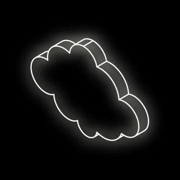 Glowing white neon cloud computing icon on black background Stock Illustration