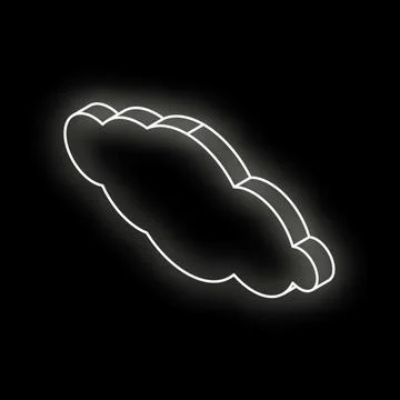 Glowing white neon cloud icon on black background symbolizing computing and.. Illustrazione stock