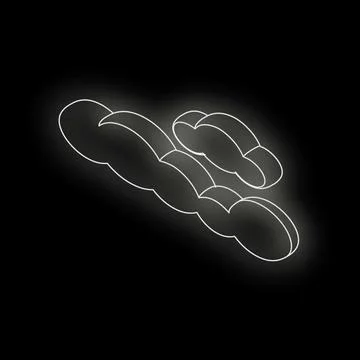 Glowing white neon clouds on black background symbolizing cloud computing イラスト素材