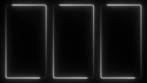 Glowing white neon frames animation in seamless looping on black background Stock Footage 342136711