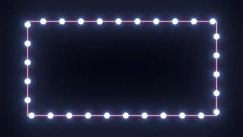 Glowing white neon line frame with light bulbs moving along rectangular pat.. Stock Footage 326165370