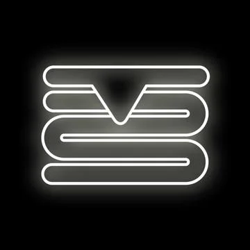 Glowing white neon outline presenting an abstract modern design 库存插图