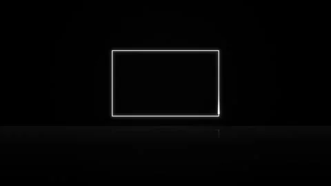 Glowing White Neon Rectangular Frame Motion Loop on Dark Background Stock Footage 346982338