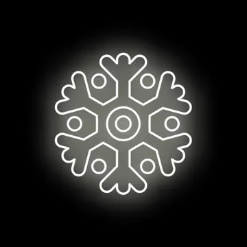Glowing white neon snowflake winter symbol illustration Stock Illustration