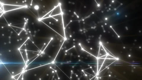 Glowing white network of digital lines and nodes over a dark background wit.. Stock Footage 312609345