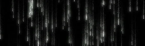 Glowing White Particle Rain Falling Down on Black Background Stock Footage 340960689