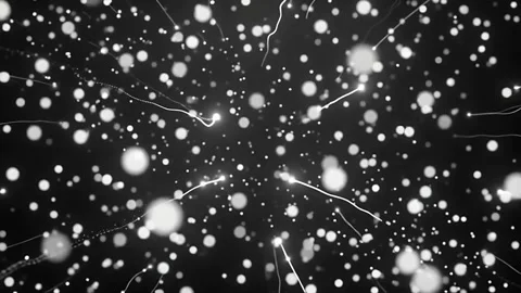 Glowing White Particles Bokeh Stardust Falling on Dark Background Stockbeeldmateriaal 342751233