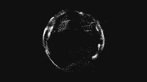 Glowing white particles forming a flowing ring frame on black background Stock Footage 337870371