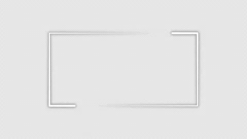 Glowing white rectangle neon UI frame animation on transparent background. Alpha Video stock 337090315