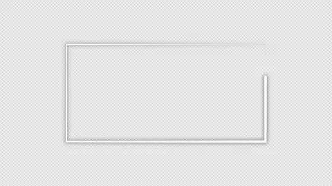 Glowing white rectangle neon UI frame animation on transparent background. Alpha Video stock 337090319