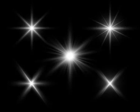Glowing white sparkles light effect on dark background. Flare, explosion Stock Illustration