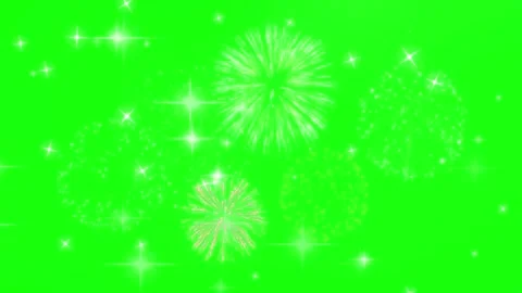 Glowing white sparks on green background Video stock 337924099