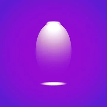 Glowing white sphere on purple background with spotlight effect Stock Illustration