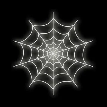 Glowing white spider web on black background for halloween 스톡 일러스트