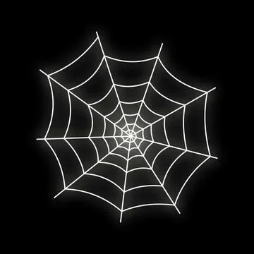 Glowing white spider web on black background Stock Illustration