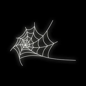 Glowing white spiderweb on black background for halloween Stock Illustration