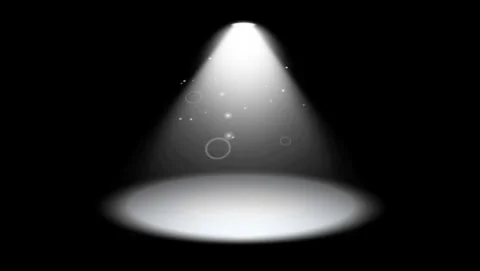 Glowing white stage spotlight with floating dust particles animation Stock Footage 345100972