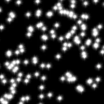 Glowing White Starbursts on Black Background Stock Illustration
