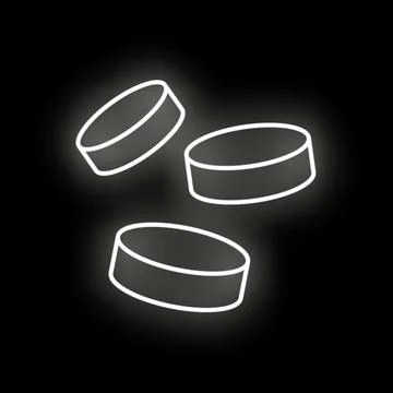 Glowing white tokens falling on dark background Stock Illustration