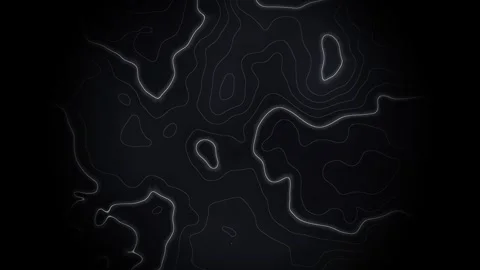 Glowing white topographic contour lines moving on a dark abstract background Stock Footage 340383892