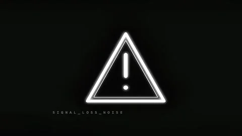A glowing white triangular warning sign icon featuring an exclamation mark Stock-Footage 342062125