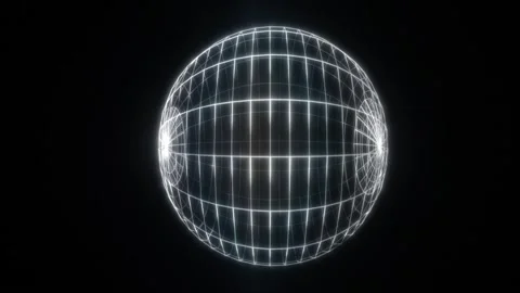 Glowing white wireframe globe on dark background Stock Footage 331028237