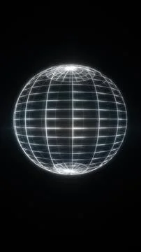 Glowing white wireframe globe on dark background, futuristic digital grid s.. 스톡 일러스트