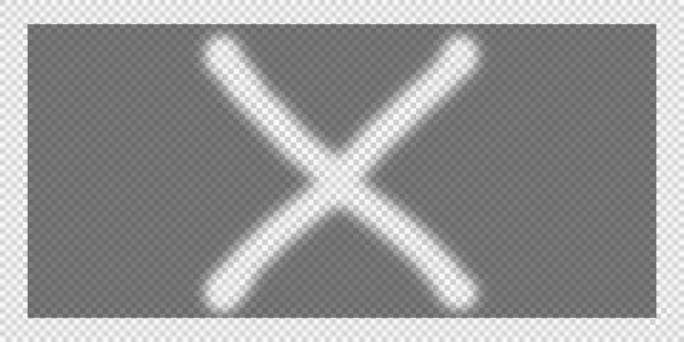 Glowing white X shape isolated on transparent background イラスト素材