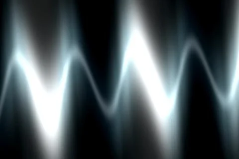 A glowing white zigzag form with soft blue edges crosses a nearly black bac.. Illustrazione stock