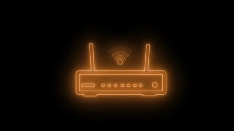 Glowing wifi router icon on black background, simple neon style network sym.. Stock Footage 337080900