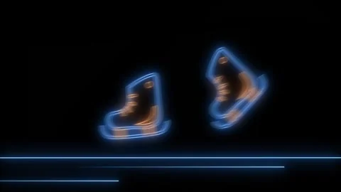 Glowing winter ice skates for winter ice skating. Glowing neons big icons ch Video stock 251468545
