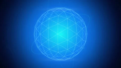 Glowing wireframe sphere rotating seamless loop motion background Stock Footage 345075630