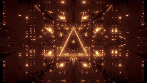 Glowing wireframe trangle with nice reflection background wallpaper 3d Illustrazione stock
